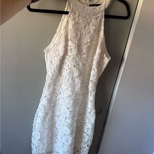 Lulu's White Floral Lace Mini Dress